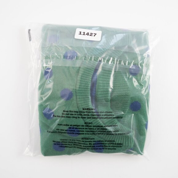 GAP green crewneck sweater w/ blue polka dots size S - Picture 8 of 8